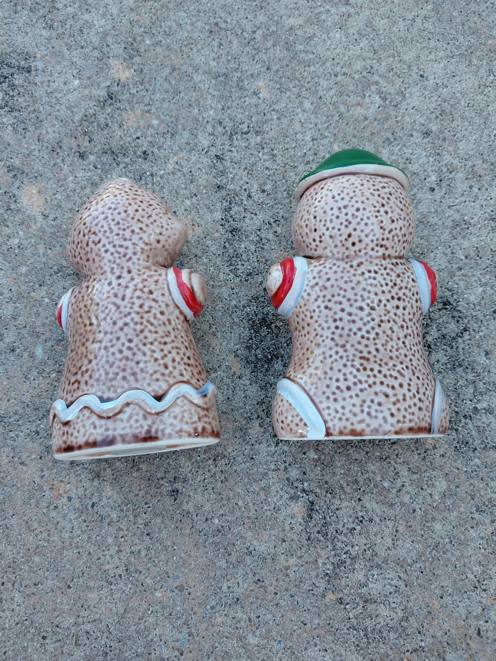 Ceramic Gingerbread Couple Salt and Pepper Shakers - Festive Brown and Green